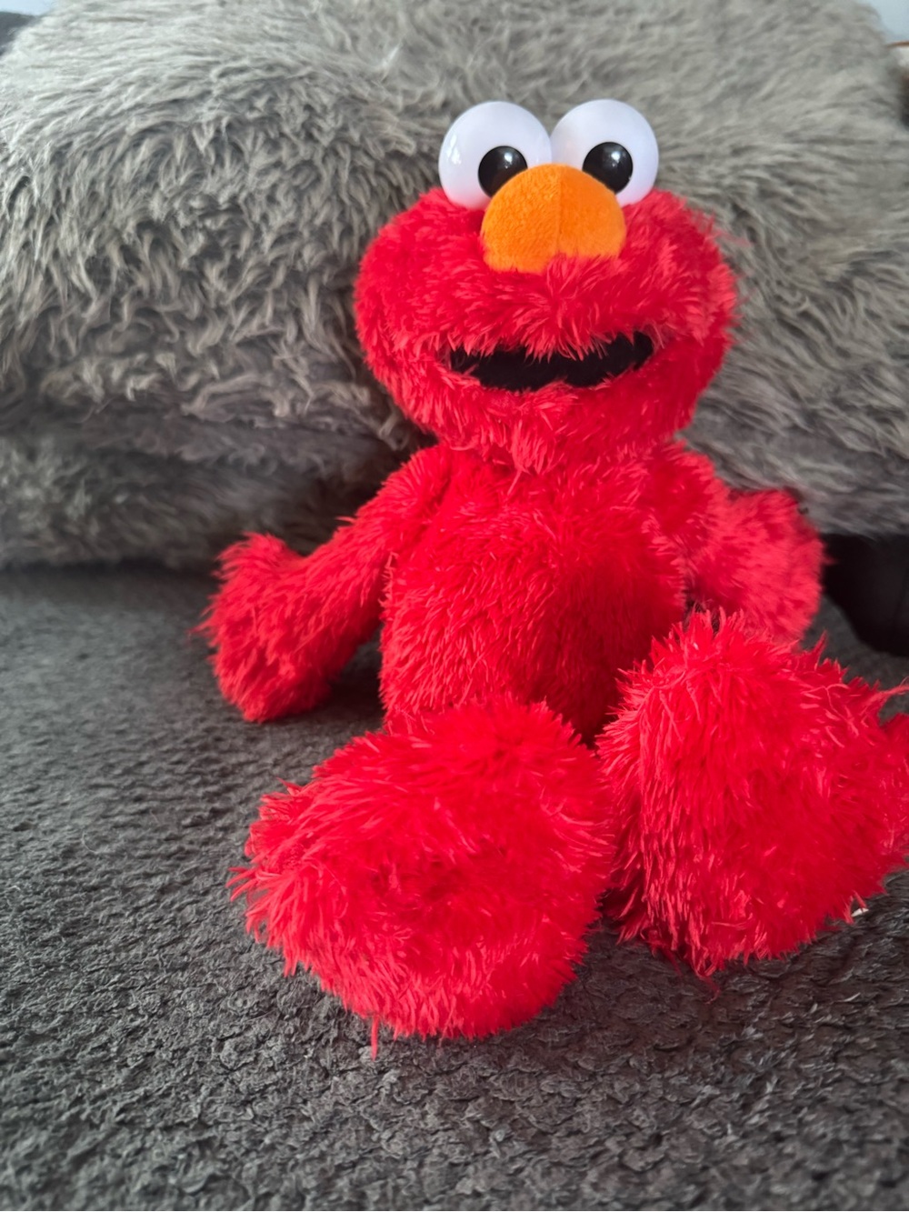 Hasbro Red Elmo Plush with Orange Nose and White Eyes